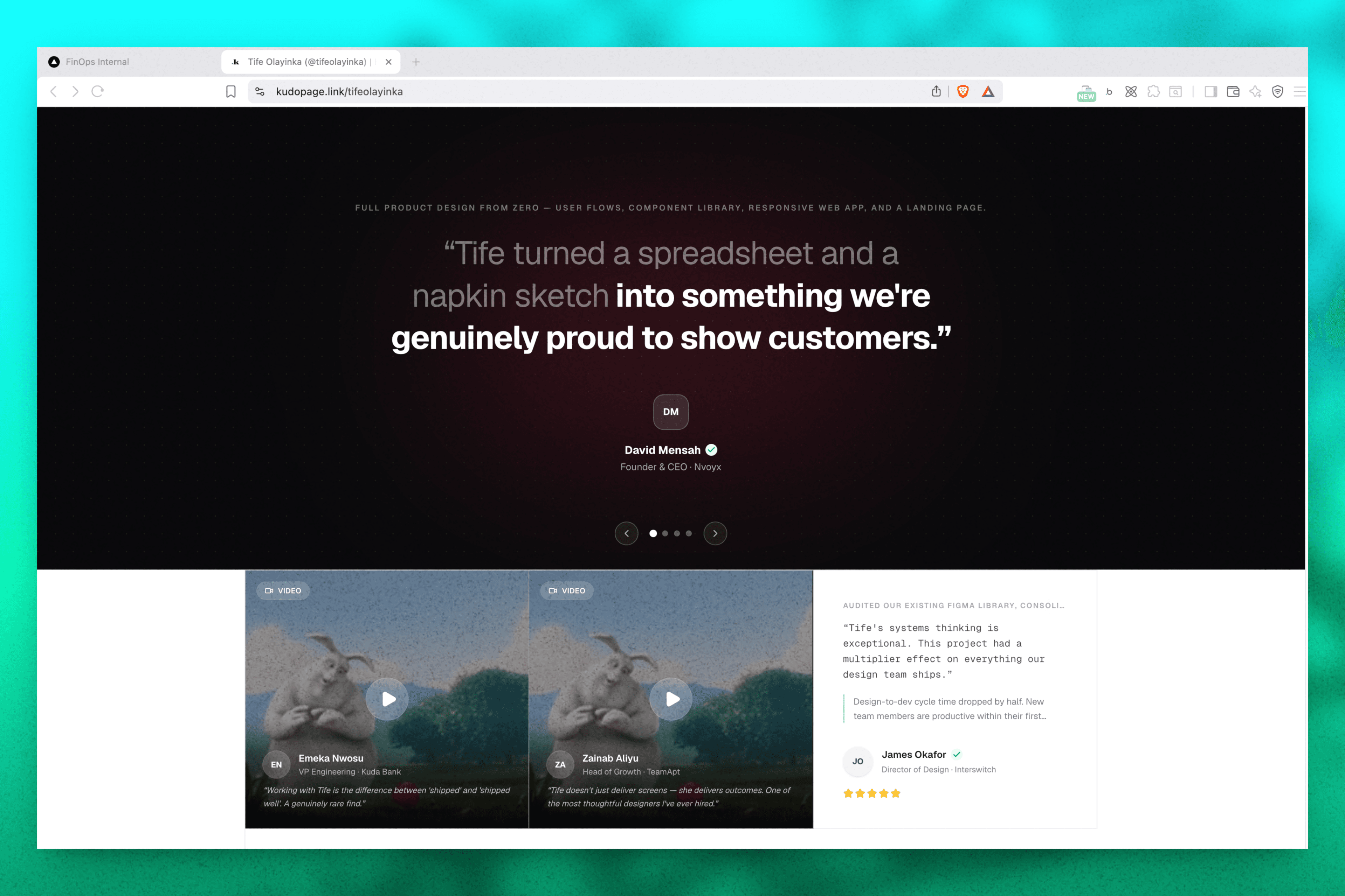 Public Profile Page (pinned review section) (/[tifeolayinka])
