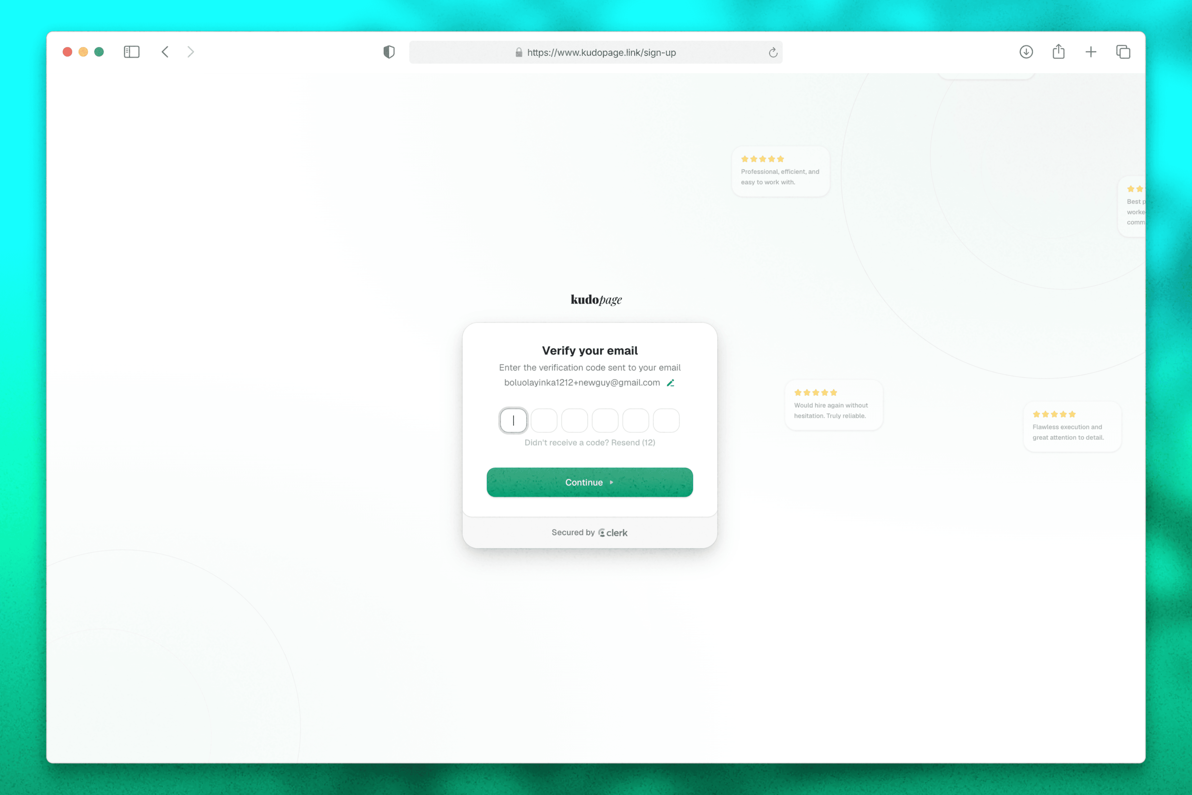 Sign up page